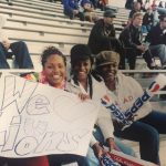 A photo of female students in stadium seating At Western, 2004 Chrystal, Aretha Ogo Norville Barrett