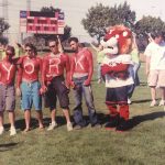 Students and a mascot at Frosh Frenzie 2003-2004