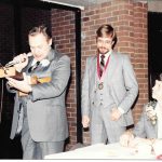 Arvo Tiidus, Steve Dranitsaris, and Meg Innes at the 1982 Inter-College Athletics Banquet
