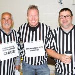 Photo of Kinesiology & Health Science Chair, Undergraduate director and a faculty member wearing referee costume