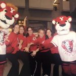 A photo of students and mascots