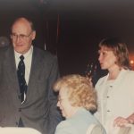An old photo of people at a banquet