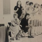 An old photo of Frances Flint and her basketball team watching the game