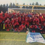York Men\'s Soccer Team with their OUA 2013 Champions trophy