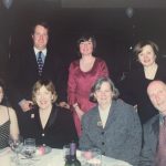 An old photo of people at a banquet