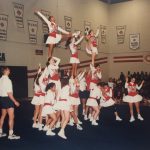 A photo of cheerleaders performing