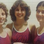 An old photo of three female swimmers
