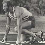 An old photo of a male runner getting ready for the race in 1976